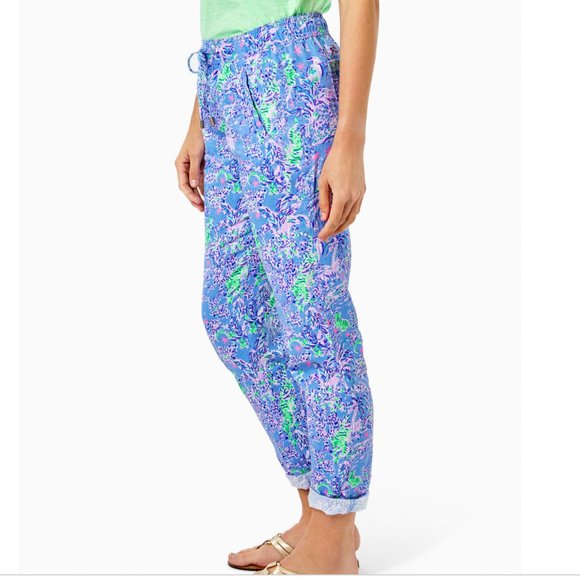 Lilly Pulitzer Pants - 31" Taron Mid-Rise Linen Pant Blue Peri The Turtle Package
